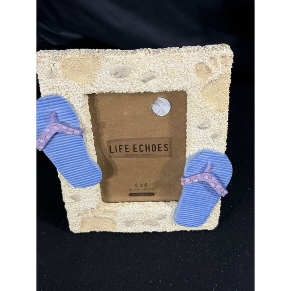 United Designs life Echos Beach Flip Flop Sz4X6 Glass Picture Frame NWT - Picture 2 of 5